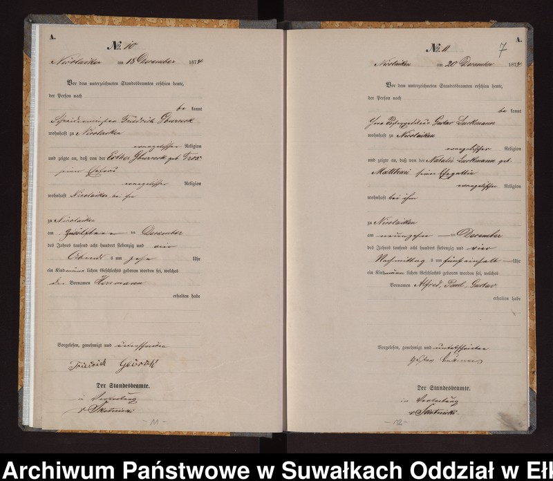 image.from.unit.number "Haupt-Geburts-Register des Königlich Preussischen Standes-Amtes der Stadt Nicolaiken Kreis Sensburg"