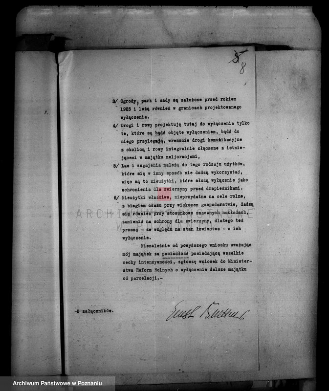 Obraz 18 z jednostki "Majątek Jeziorki Kosztowskie powiatu wyrzyskiego wyłączenie z art. 4/5 ustawy o wykonaniu reformy rolnej Ernst Buttner"