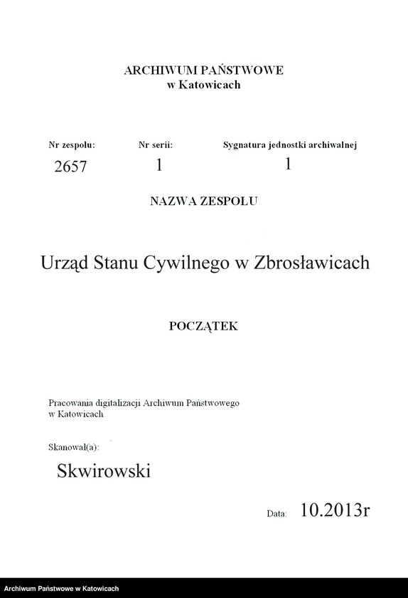 Obraz z zespołu "Urząd Stanu Cywilnego w Zbrosławicach"