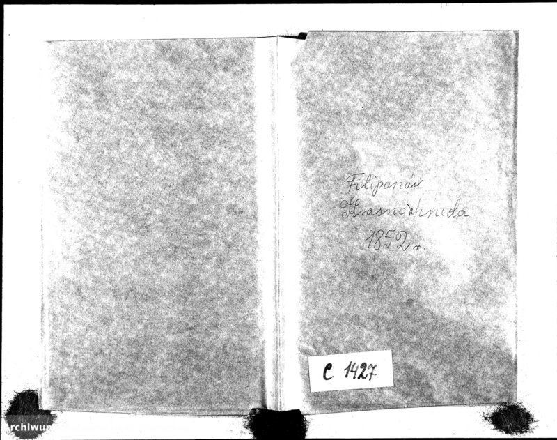 image.from.unit.number "Duplikat Urodzonych Zaślubionych Zmarłych Sekty Filiponów z Gminy Krasnohruda na 1852 rok"