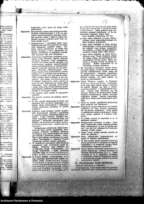 Obraz 20 z jednostki "Druk "Posiedzenie landratów, kierowników Prowincjonalnych Urzędów Gosp. i członków Gł. Urzędu Żywnościowego z dn. 20.I.1919 r. ""