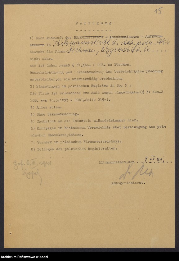 Obraz 17 z jednostki "Samuel Hochman, Samuel Węgrowski i S-ka- prowadzenie fabryki i sprzedaż towarów manufakturowych"