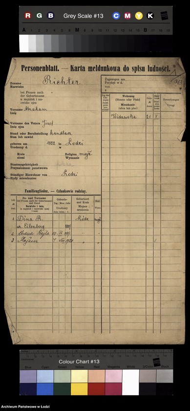 Obraz 3 z jednostki "[Spis ludności Łodzi] Richter"
