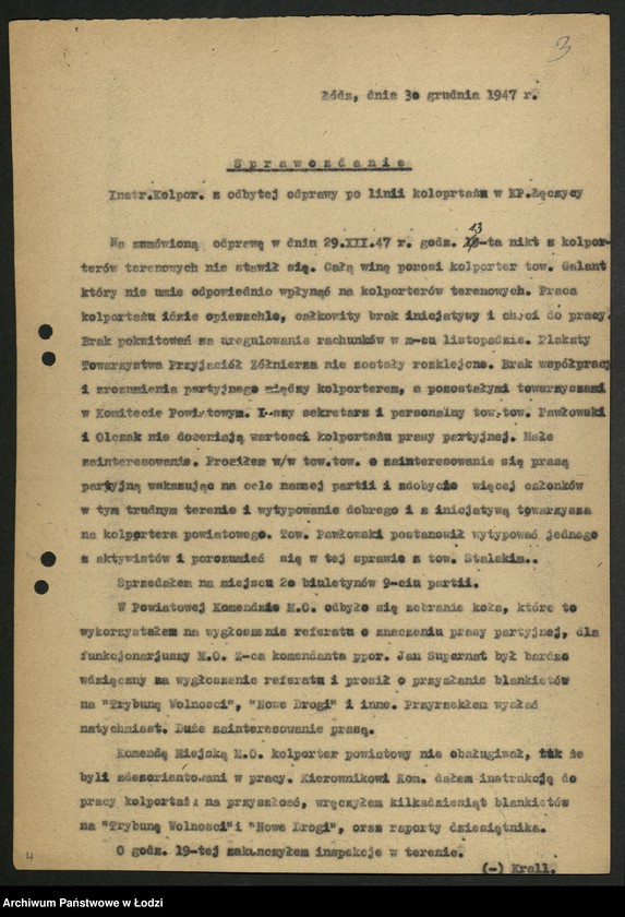 Obraz 4 z jednostki "Kolportaż - sprawozdania instruktora [wojewódzkiego] z wyjazdów w teren"