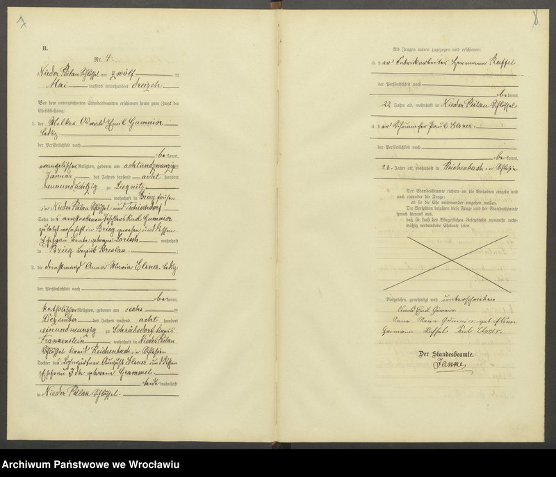 Obraz 7 z jednostki "Heiraths-Haupt-Register Nieder Peilau (Piława Dolna) 1913-1917"