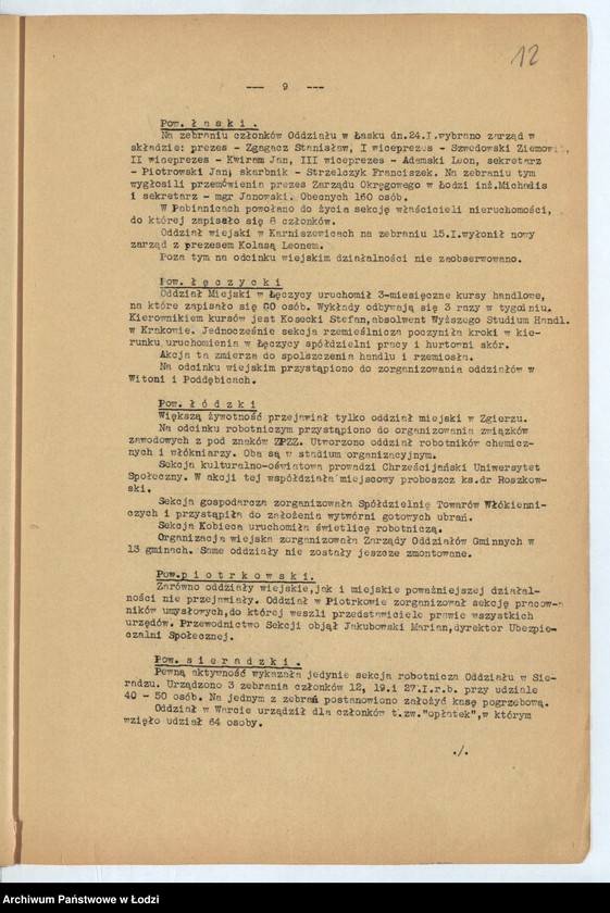 Obraz 15 z jednostki "[Sprawozdania miesięczne wojewody z ruchu zawodowego, społecznego i narodowościowego]"