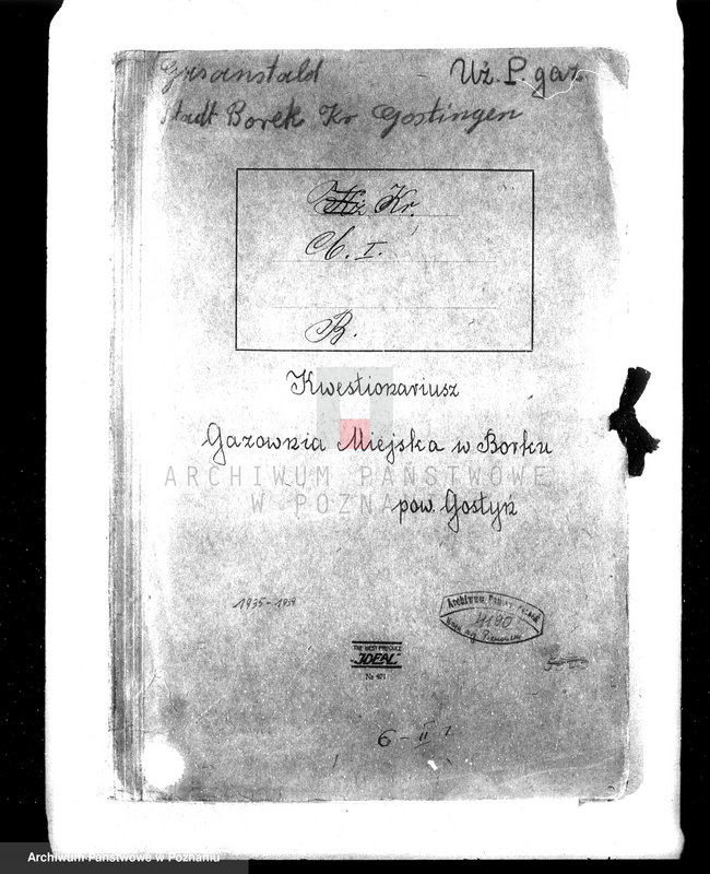 Obraz 4 z jednostki "Kwestionariusz Gazownia Miejska w Borku pow. Gostyń"