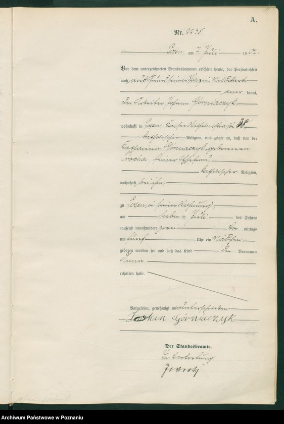 Obraz 14 z jednostki "Księga miejscowa urodzeń t. V"