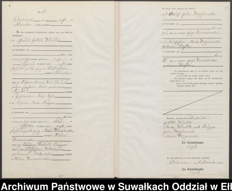 image.from.unit.number "Heiraths-Neben-Register des Preussischen Standes-Amtes Orlowen Kreis Loetzen"