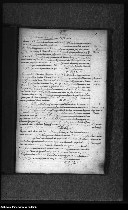 image.from.unit "[Duplikat akt urodzonych, zaślubionych i zmarłych parafii Rzeczniów za 1876 r.]"