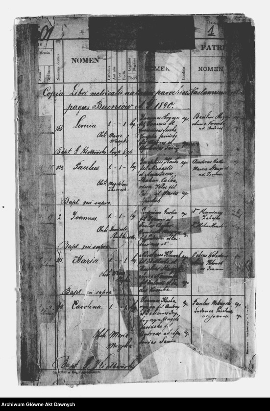 image.from.unit.number "Parafia: Nastazów. Dekanat: Trembowla. Kopie z ksiąg metrykalnych ur., zg. tylko dla wsi Bucniów."