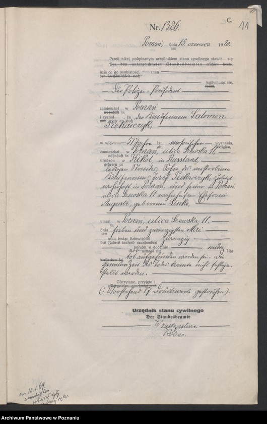 Obraz 13 z jednostki "Księga miejscowa zgonów tom III [Rejestr główny zgonów]"