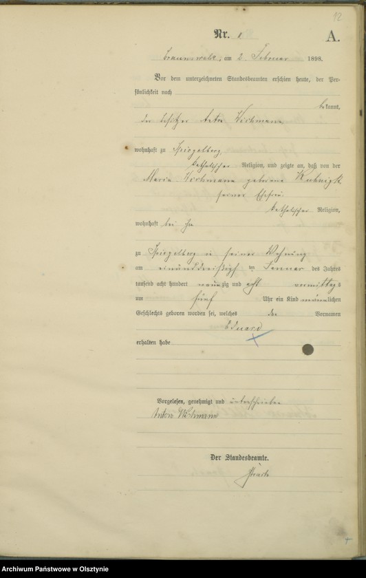image.from.unit.number "Geburts-Haupt-Register Nr 1 - 78"
