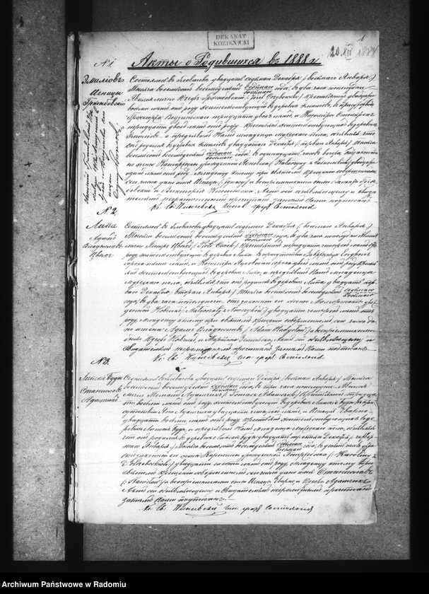 image.from.unit.number "Dublikat aktov graždanskago sostoâniâ ob urodivših, brakosoče6avšihsâ i umerših v prihoda Glovačev za 1888 god"