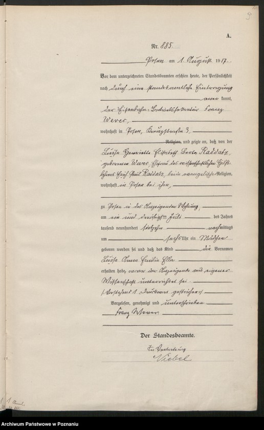 Obraz 11 z jednostki "Księga miejscowa urodzeń tom III [Rejestr główny urodzeń]"
