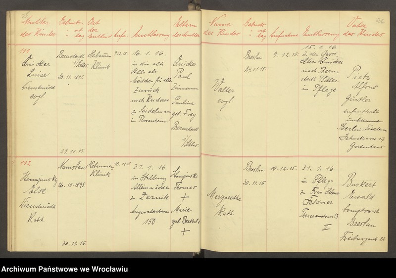 image.from.unit.number "Aufnahmebücher des früh. Kiserl. Kinderheims in Gräbschen"