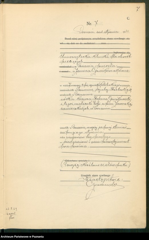 Obraz 9 z jednostki "Księga miejscowa zgonów tom I [Rejestr główny zgonów]"