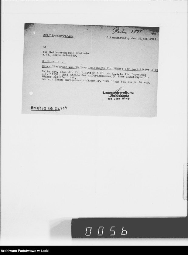 Obraz 14 z jednostki "Ritter et Co.Rechnungen [za dostawy towarów dla Getta]"