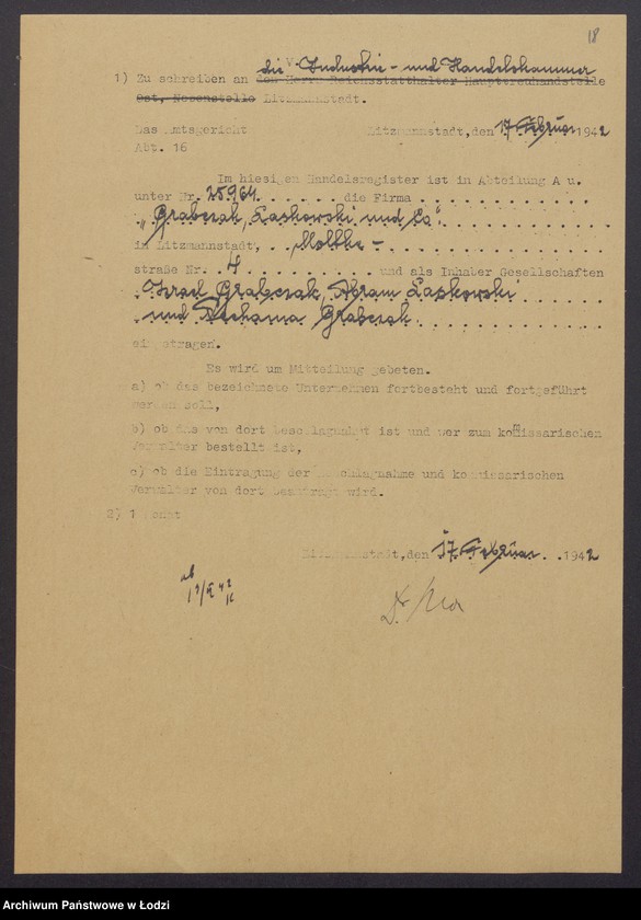 Obraz 20 z jednostki "Nachma Grabczak i Abram Laskowski i s-ka – wyrób i sprzedaż towarów włókienniczych"