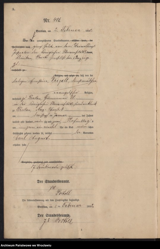 Obraz 9 z jednostki "Księga urodzeń Wrocław III 1892 t.01"