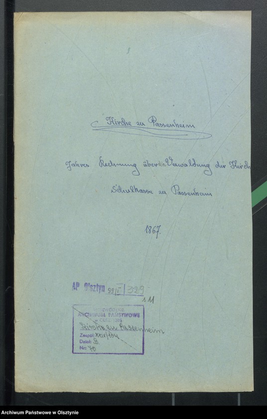 image.from.unit.number "Jahres Rechnung über die Verwaltung des Kirchspiels Schulkasse zu Passenheim"