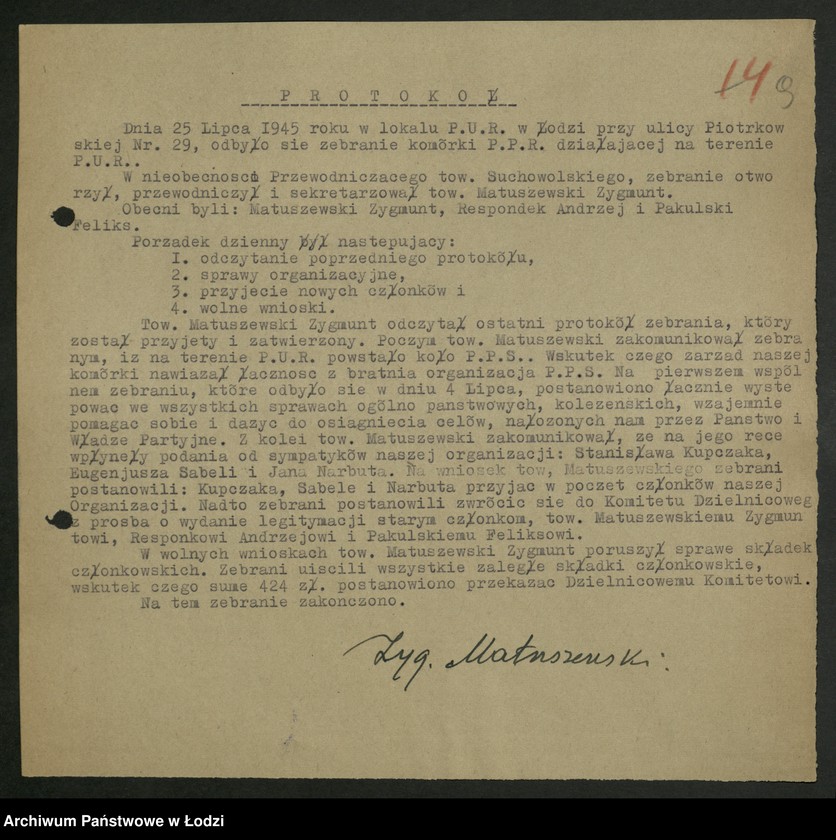 Obraz 10 z jednostki "Zarząd Centralny Państwowego Urzędu Repatriacyjnego; sprawozdania, protokoły, korespondencja [komórki PPR]"