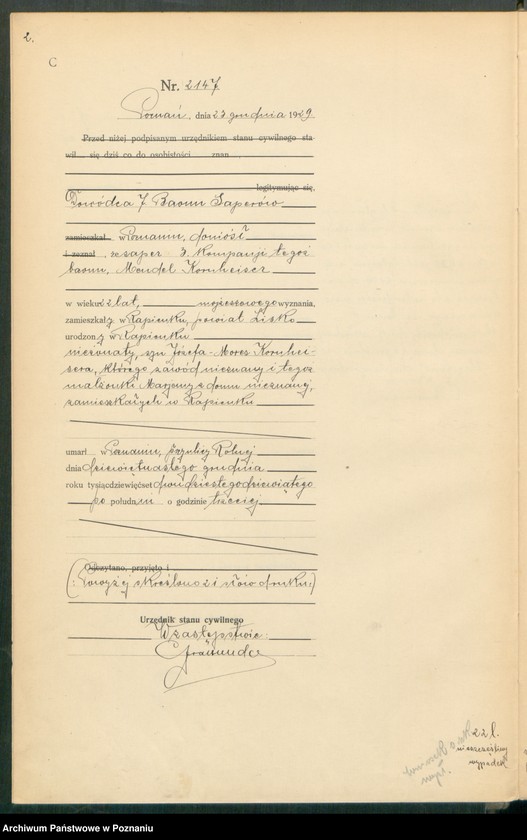 Obraz 4 z jednostki "Księga miejscowa zgonów tom V [Rejestr główny zgonów]"