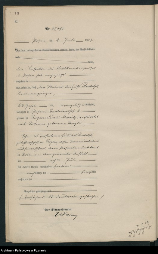 Obraz 12 z jednostki "Księga miejscowa zgonów tom III [Rejestr główny zgonów]"