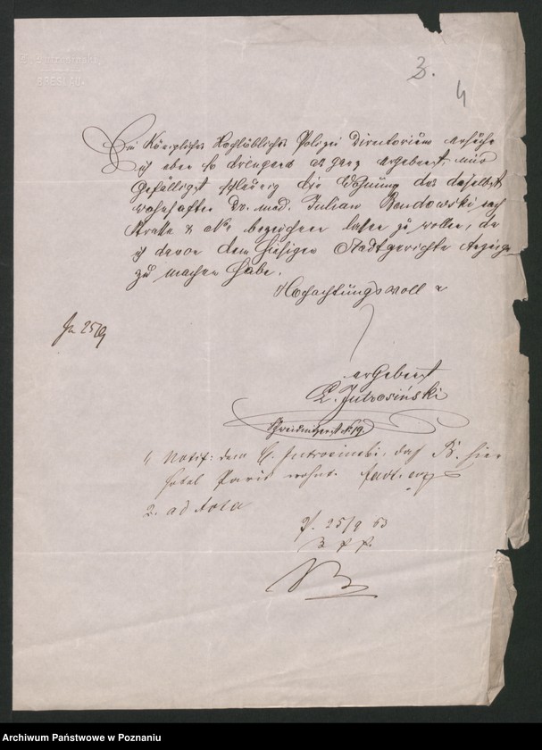 Obraz 7 z jednostki "A. betr. den Arzt Dr Julian Bendowski"