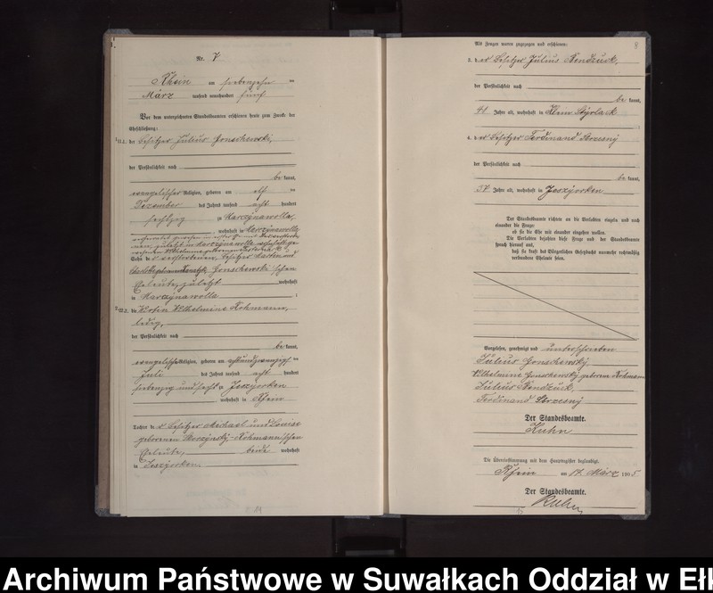 image.from.unit.number "Heirats-Neben-Register des Königlichen Preussischen Standes-Amtes Orlen Kreis Lötzen"