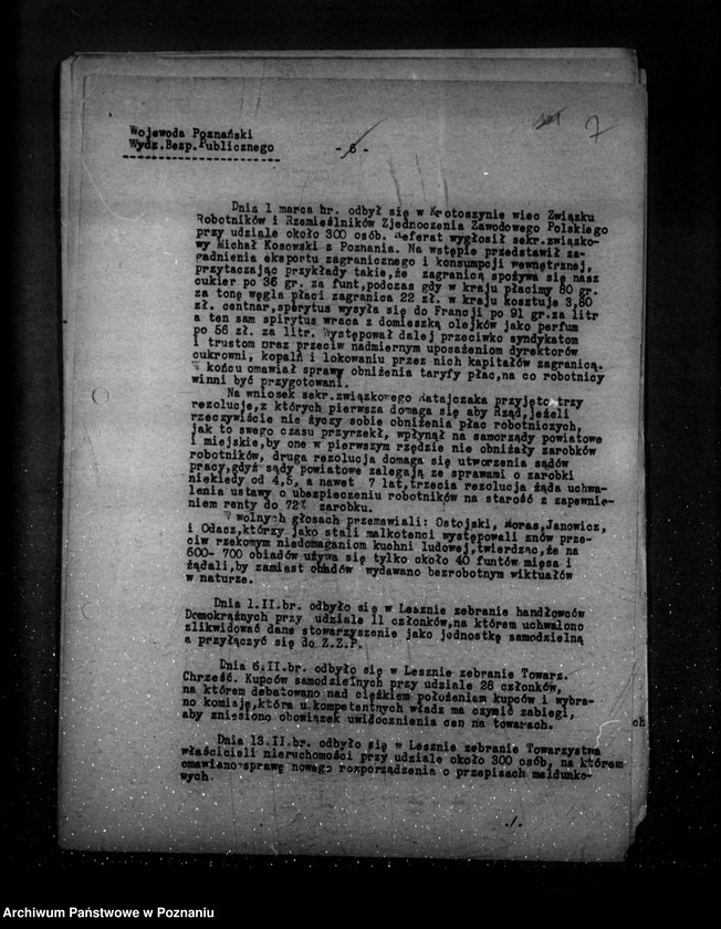 Obraz 11 z jednostki "Sprawozdania sytuacyjne tygodniowe ze stanu bezpieczeństwa za czas od 27 lutego do 7 maja 1931 r. /nr 9-17/"