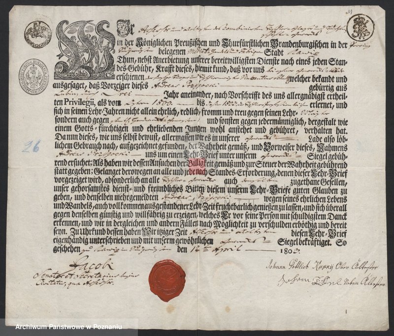 Obraz 6 z jednostki "[Listy czeladnicze - cech stolarzy w Lesznie]"