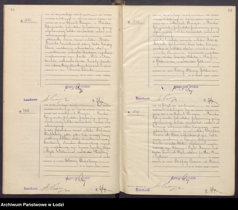 Obraz 12 z jednostki "Akta zgonów od numeru 1000 do numeru 1868"