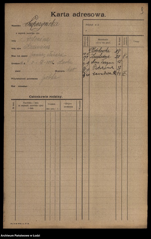 Obraz 11 z jednostki "[Spis ludności Łodzi] Sobczewska-Sobkowski"