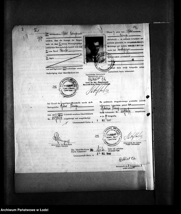 Obraz 5 z jednostki "[Protokoły stwierdzające na podstawie zeznań 2 świadków personalia i tożsamość osób ubiegających się o kartę tożsamości]"