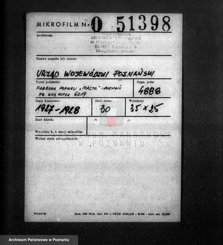 Obraz 2 z jednostki "Fabryka Papieru Malta w Poznaniu nr woj. 6019"