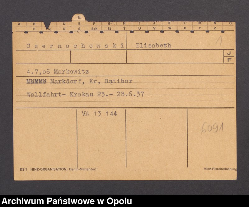 Obraz 3 z jednostki "[Czernochowski Elisabeth, ur. 4.7.1906 Markowitz]"