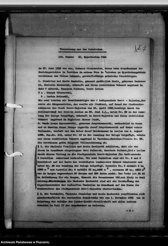 Obraz 11 z jednostki "Eigentumrechte an Ländereien der St. Brest, Landkreis Leslau (Włocławek)"