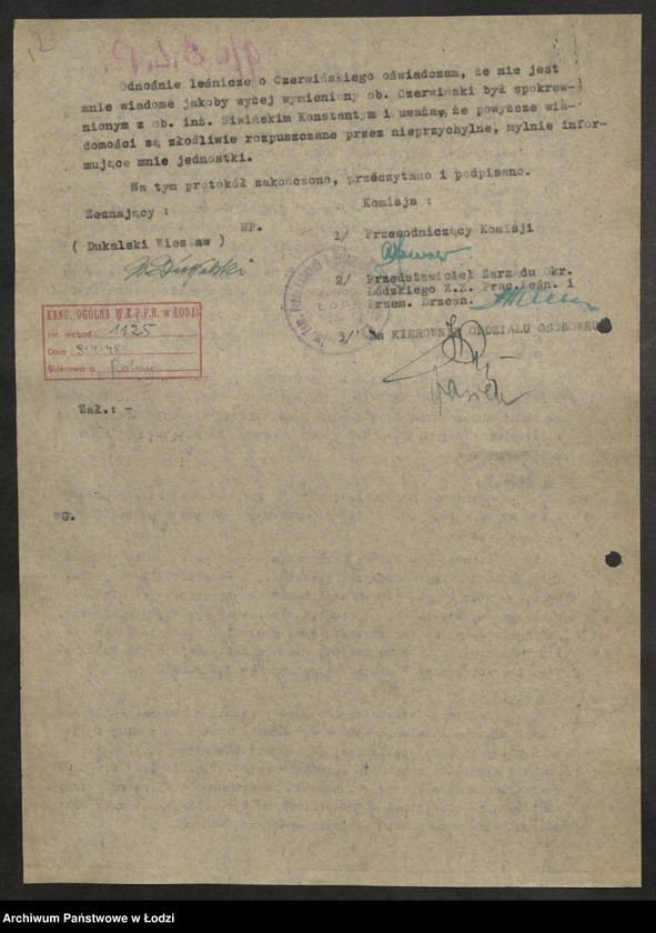 Obraz 13 z jednostki "[Protokoły, informacje, referat z posiedzeń sekcji leśnej, egzekutywy PPR, zjazdu aktywu leśnego przy Dyrekcji Lasów Państwowych, sekcji leśnych przy Wydziale Rolnym KW i komitetach powiatowych]"