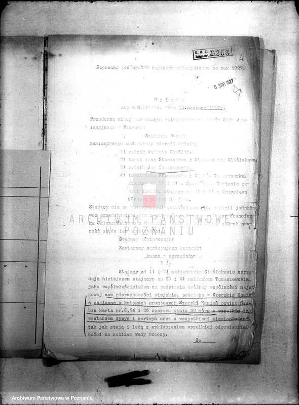 Obraz 8 z jednostki "/Sprawa przewłaszczenia na rzecz Tomaszewskiego nieruchomości w Szerokim Kamieniu powiecie szubińskiego"