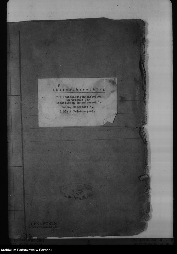 Obraz 4 z jednostki "Kostenüberschlag für Instandsetzungsarbeiten im Gebäude der Staatlichen Ingenieurschule, Posen, Bergerstr. 5."