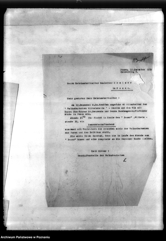 Obraz 17 z jednostki "Schriftwechsel Dr. Lück - Korespondencja z doktorem K. Lück, jako kierownik Genhäftstelle der Volkskentnhen"