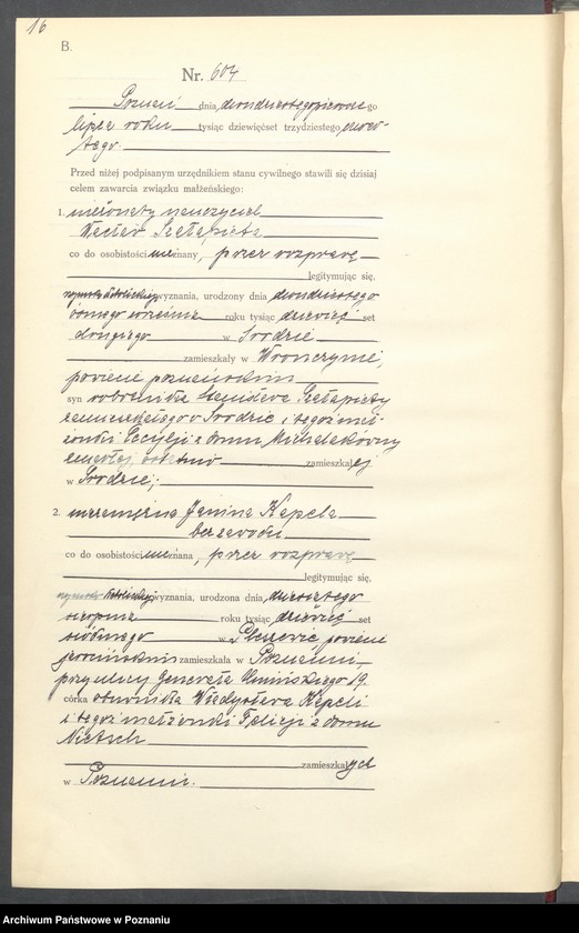 Obraz 18 z jednostki "Księga miejscowa małżeństw tom III [Rejestr główny małżeństw]"