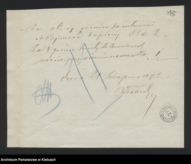 image.from.unit.number "Dowody rozchodu kasy dóbr Dalowice za 1872/73 r"