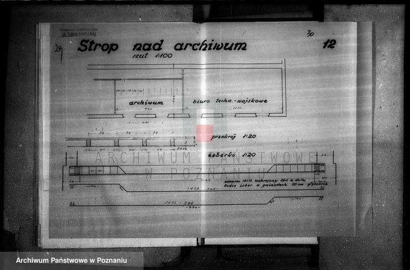 Obraz 19 z jednostki "Rysunki konstrukcyjne do obliczenia statycznego konstrukcji i żelbetonowych przy przebudowie budynku administracyjnego fabryki maszyn H. Cegielski S. A. Poznań Oddział w Rzeszowie"