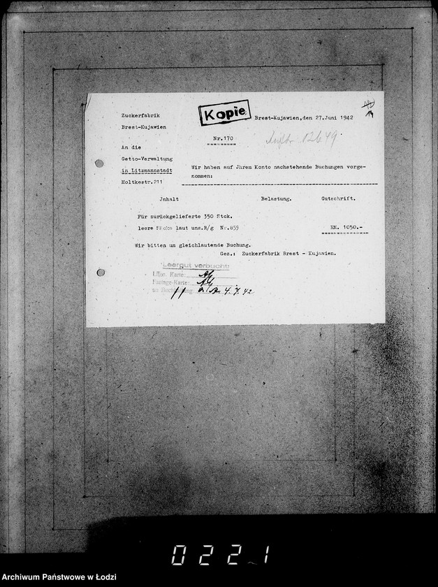 Obraz 18 z jednostki "Aufträge [Lieferscheinen und Rechnungen] 12596-12650 Lebensmitteleinkauf 5/Mü"