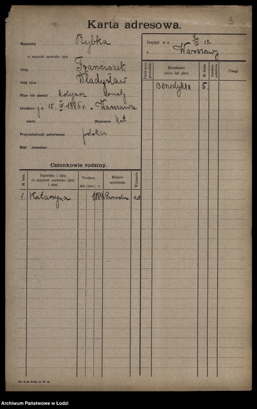 Obraz 5 z jednostki "[Spis ludności Łodzi] Rybka-Rynczkowski"