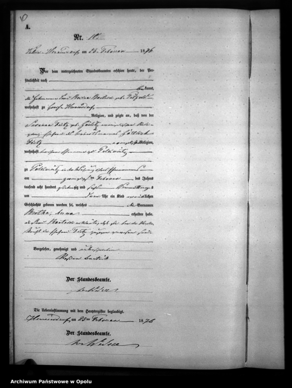 image.from.unit.number "Geburts-Neben-Register [1876 Woskowice Górne]"