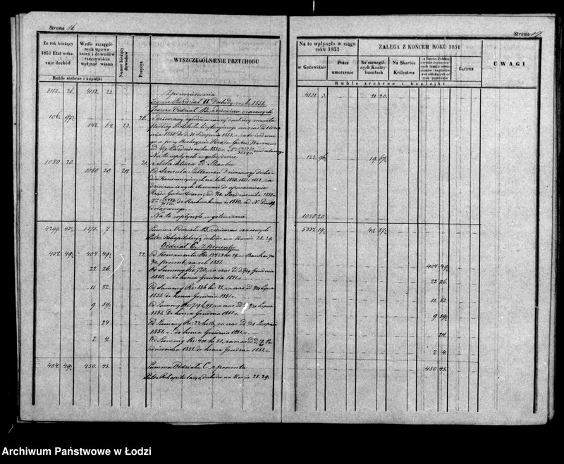 Obraz 14 z jednostki "Rachunek kasy ekonomicznej m. Łodzi na rok 1851"