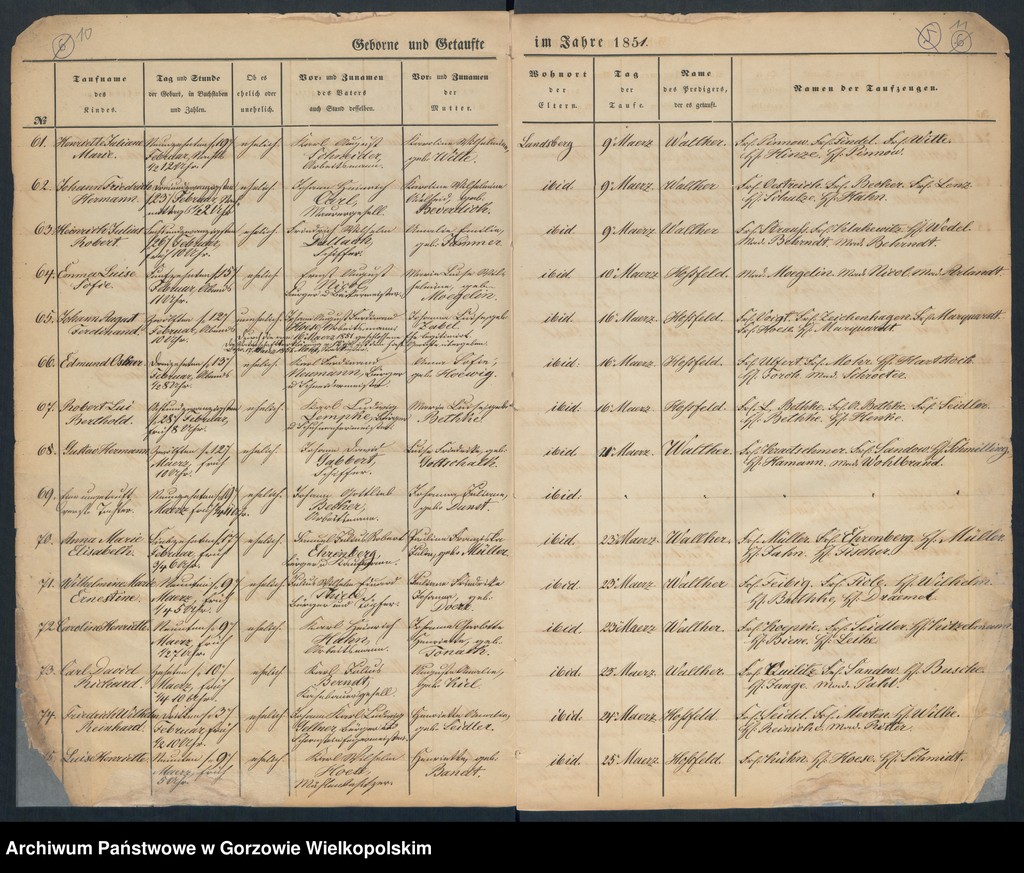 image.from.unit.number "Duplikate der St. Marienkirche zu Landsberg an der Warthe (zawiera też księgę zgonów Konkordien Kirche z 1851 r.)"